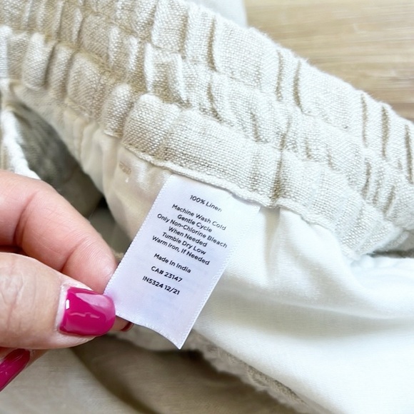 100% Linen Relaxes Beige Talbots Drawstring Pants - Picture 10 of 15